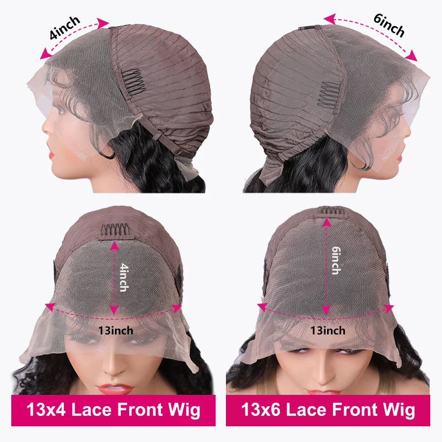 HD Transparent 13x4 13x6 Body Wave Lace Front Human Hair Wigs Glueless