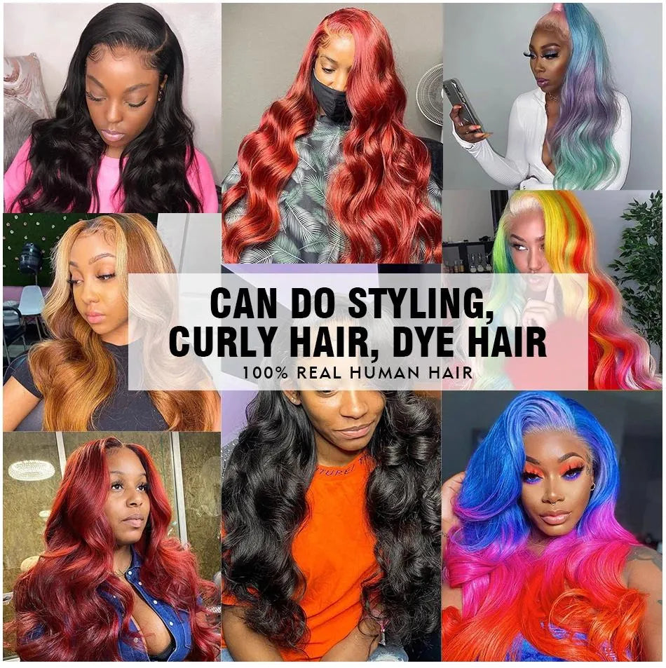 HD Transparent 13x4 13x6 Body Wave Lace Front Human Hair Wigs Glueless