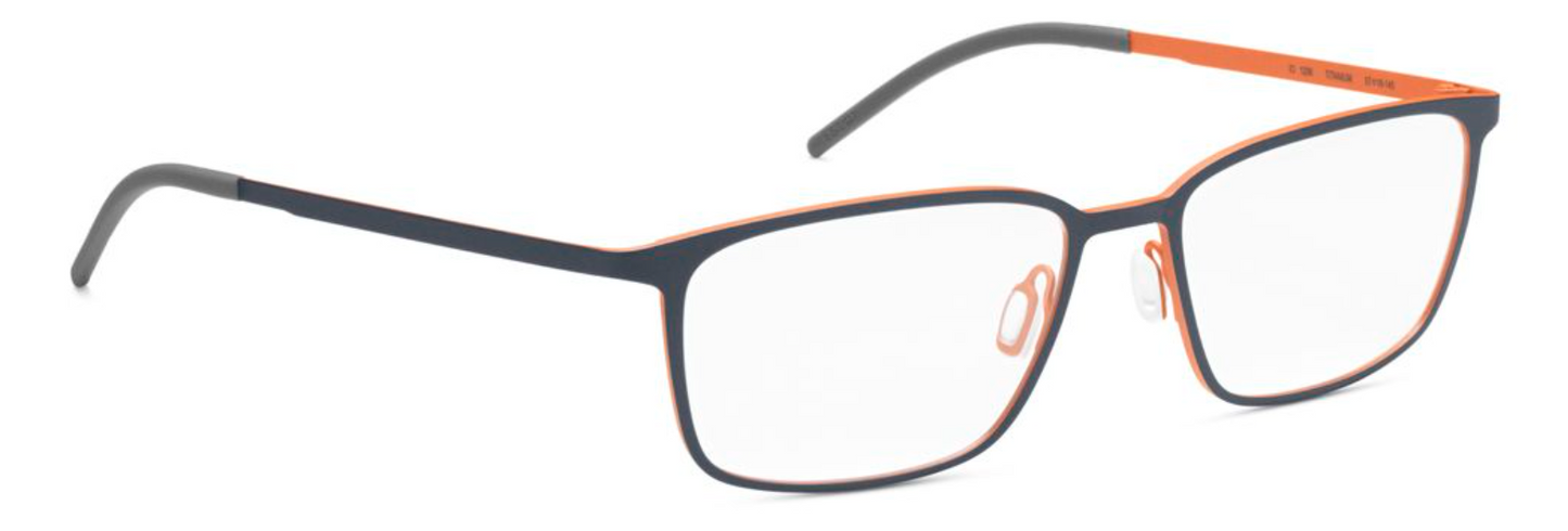 orgreen IO mens rectangular titanium handmade in japan danish design scandinavian classic front 1206 matte navy blue orange