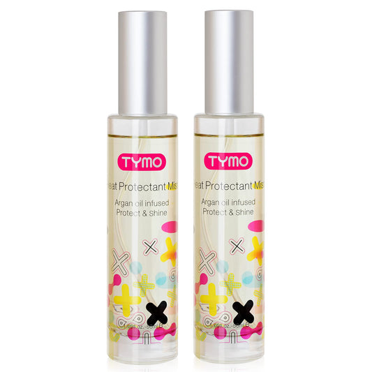 TYMO Heat Protectant for Hair with Argan Oil for Heated Styling Tools, Leave in Conditioner Spray to Smooth & Hydrate, Natural Pure Formulation, Multi-benefit Treatment, Lightweight Spray, Pack of 2