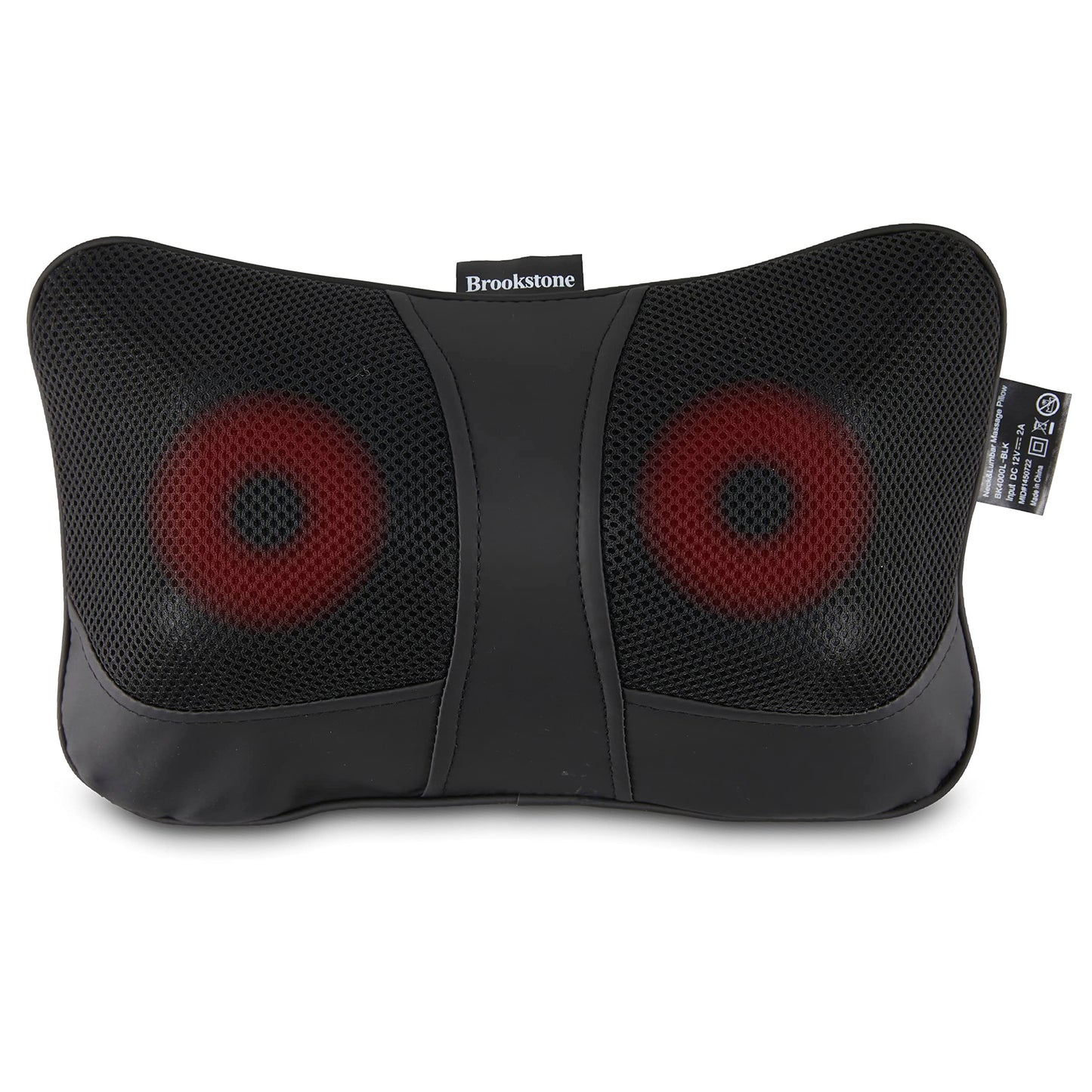 Brookstone Shiatsu Neck and Lumbar Massager, Deep Kneading Massage Pillow with Heat - Neck, Shoulder, Leg, Lumbar Portable Massager, Electric Massage Pillow for Home Office Car