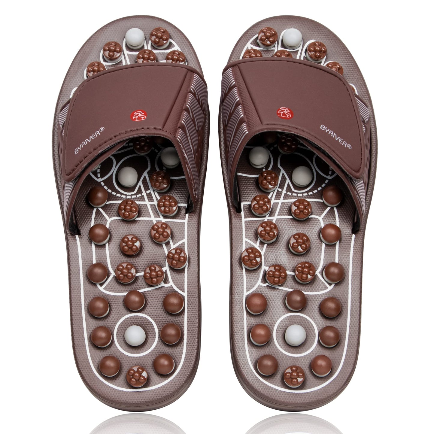 BYRIVER Portable Compact Travel Foot Massager, Acupuncture Ball Massage Flip Flops Slippers Tools, Destress Relaxation Gift for Men Women Dad Mom(03M)