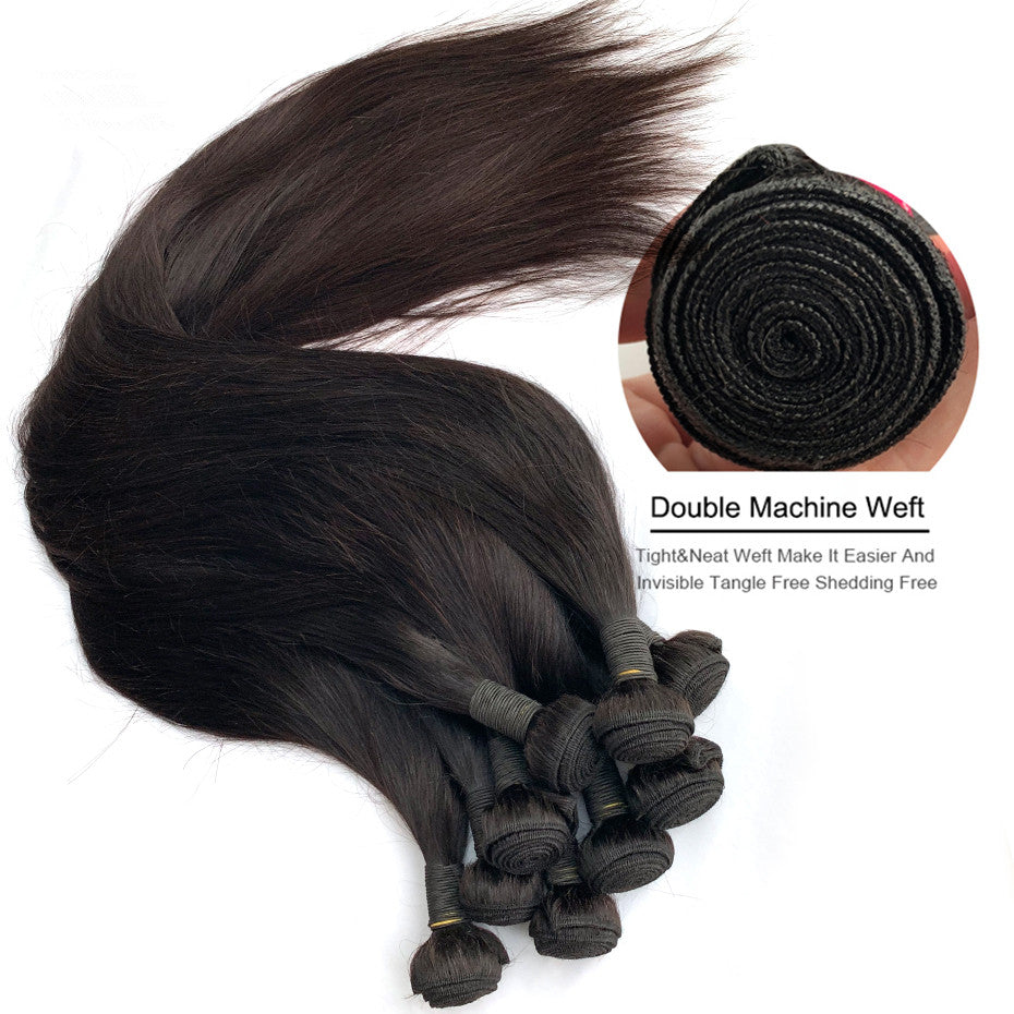 Bone Straight Human Hair Bundles With Lace Closure