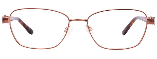 easyclip ec437 aspex eyewear stainless steel full metal rim shiny brown classic silhouette elegant temples ladies women fashion front