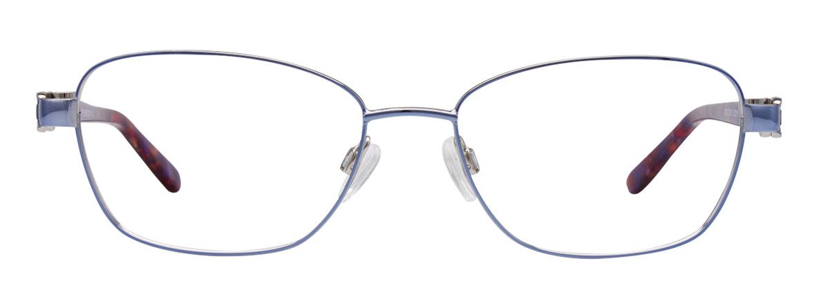 easyclip ec437 aspex eyewear stainless steel full metal rim shiny light blue front classic silhouette elegant temples ladies women fashion