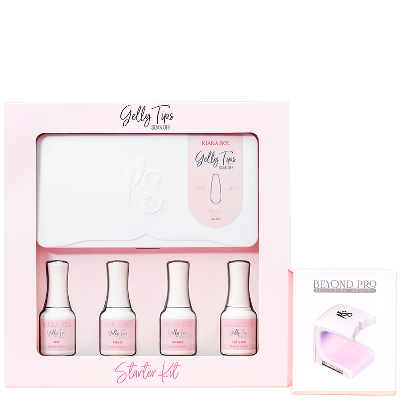 Kiara Sky - Gelly Tips Starter Kit - MEDIUM ALMOND with mini lamp