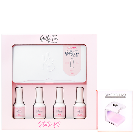 Kiara Sky - Gelly Tips Starter Kit - MEDIUM ALMOND with mini lamp