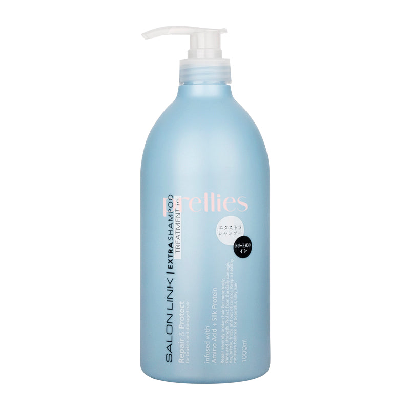 Kumano Yushi Salon Link Extra Shampoo Treatment In Repair & Protect (European Floral) 1000ml (Blue)