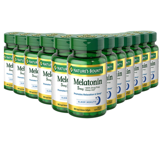Nature's Bounty Melatonin 5 mg  -90 Rapid Release Softgels- 12 Pack