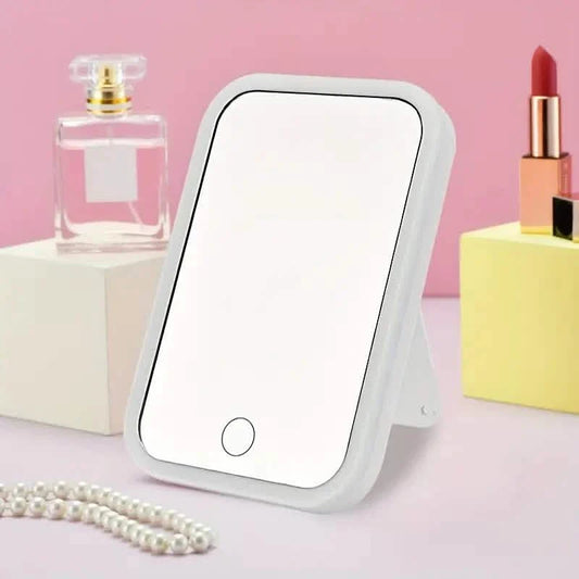 LED Makeup Mirror Touch Screen 3 Light Portable Standing Folding Vanity Mirror Beauty & Personal Care White - DailySale