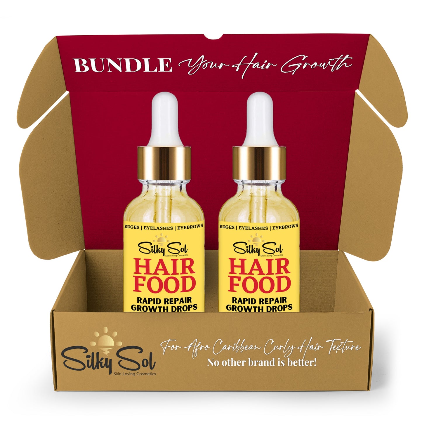 Silky Sol's Hair Food Liquid Vitamin drops infused with Vitamin D and Zinc, extra strength to thicken, grow, and thin hair quick 2-Pack  2oz bottles