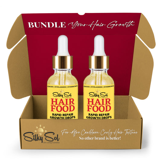 Silky Sol's Hair Food Liquid Vitamin drops infused with Vitamin D and Zinc, extra strength to thicken, grow, and thin hair quick 2-Pack  2oz bottles